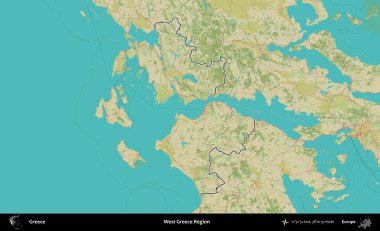 Batı Yunanistan Bölgesi. Yunanistan 'ın idari alanı Topografik İnsani Stil Haritasında özetlendi