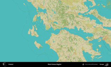 Batı Yunanistan Bölgesi. Yunanistan 'ın Topografik İnsani Stil Haritası İdari Alanı