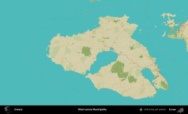 Batı Lesvos Belediyesi. Yunanistan 'ın Topografik İnsani Stil Haritası İdari Alanı