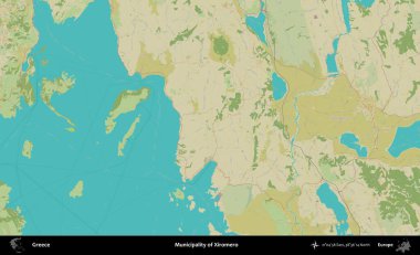 Xiromero Belediyesi. Yunanistan 'ın Topografik İnsani Stil Haritası İdari Alanı