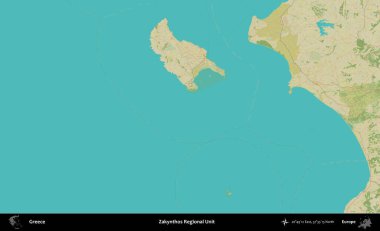 Zakynthos Bölgesel Birimi. Yunanistan 'ın Topografik İnsani Stil Haritası İdari Alanı