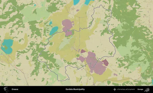 Eordaia Belediyesi. Yunanistan 'ın idari alanı Topografik İnsani Stil Haritasında özetlendi