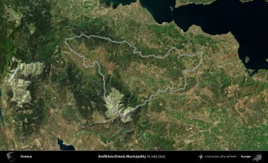 Amfikleia-Elateia Belediyesi. Yunanistan 'ın idari alanı, Temmuz 2022' de çekilen Global Mozaik Sentinel-2 karolarından oluşan bir uydu görüntüsüyle özetlendi