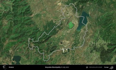 Amyndeo Belediyesi. Yunanistan 'ın idari alanı, Temmuz 2022' de çekilen Global Mozaik Sentinel-2 karolarından oluşan bir uydu görüntüsüyle özetlendi