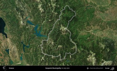 Karpenisi Belediyesi. Yunanistan 'ın idari alanı, Temmuz 2022' de çekilen Global Mozaik Sentinel-2 karolarından oluşan bir uydu görüntüsüyle özetlendi