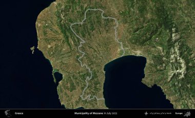 Messene Belediyesi. Yunanistan 'ın idari alanı, Temmuz 2022' de çekilen Global Mozaik Sentinel-2 karolarından oluşan bir uydu görüntüsüyle özetlendi