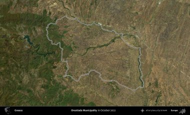 Orestiada Belediyesi. Yunanistan 'ın idari alanı, Ekim 2022' de çekilen Global Mozaik Sentinel-2 karolarından oluşan bir uydu görüntüsünde özetlendi