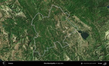 Zitsa Belediyesi. Yunanistan 'ın idari alanı, Temmuz 2022' de çekilen Global Mozaik Sentinel-2 karolarından oluşan bir uydu görüntüsüyle özetlendi