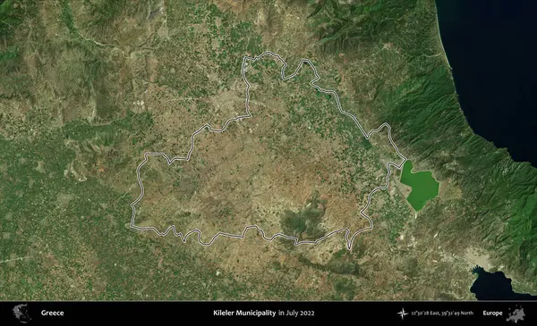 Kileler Belediyesi. Yunanistan 'ın idari alanı, Temmuz 2022' de çekilen Global Mozaik Sentinel-2 karolarından oluşan bir uydu görüntüsüyle özetlendi