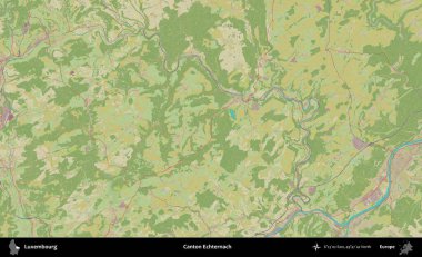 Canton Echternach 'da. Topografik İnsani Stil Haritasında Lüksemburg 'un idari alanı