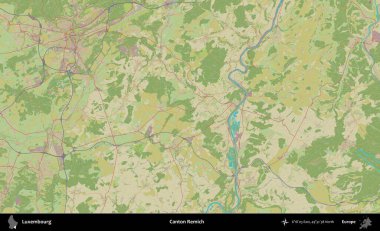 Canton Remich. Topografik İnsani Stil Haritasında Lüksemburg 'un idari alanı