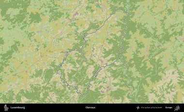 Clervaux. Lüksemburg 'un idari alanı bir Topografik İnsani Stil haritasında özetlenmiştir