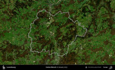 Canton Mersch. Lüksemburg 'un idari alanı, Ocak 2023' te çekilen Global Mozaik Sentinel-2 karolarından oluşan bir uydu görüntüsüyle özetlenmiştir.