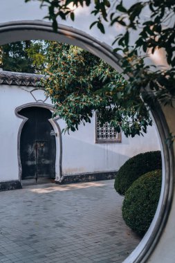Guilin Park 'taki Tatlı Osmanthus ve Çin Klasik Mimarisi