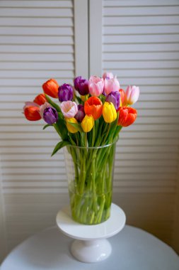 Güneş ışığında güzel bir lale buketi