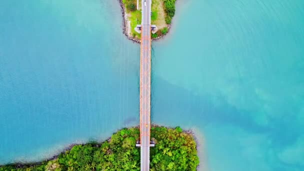 Вид Воздуха Автомобильный Мост Между Тропическими Островами — стоковое видео