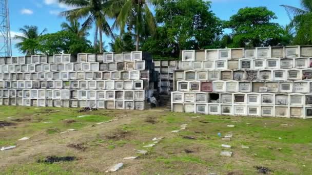 Wielopoziomowy Cmentarz Filipinach Betonowe Groby — Wideo stockowe