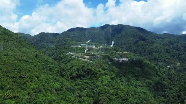 Letecký Pohled Geotermální Elektrárnu Horách Obnovitelné Zdroje Energie — Stock video