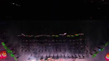 Asya 'daki karnaval gece sahnede, hava manzarası, Filipinler' deki ananas festivali..