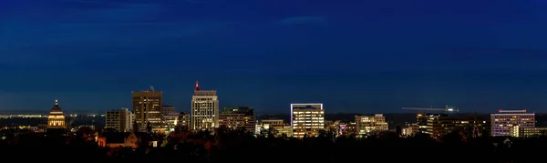 Licht Verlichten Gebouwen Van Stad Boise Skyline Nachts — Stockfoto