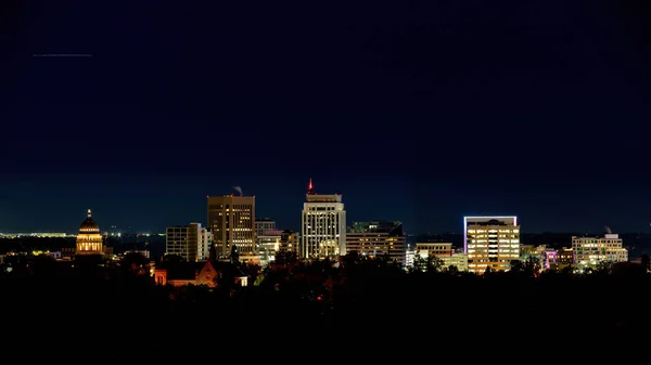 Stadtlichter Von Boise Durch Die Luft Der Nacht Gesehen — Stockfoto