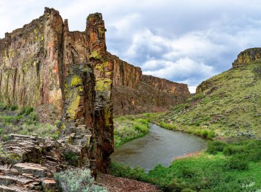 Yılın ilkbaharında Derin Owyhee Kanyonu Nehri esiyor.