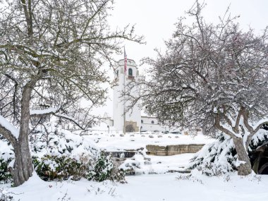 Boise Depot Parkı 'nda kış taze karı.