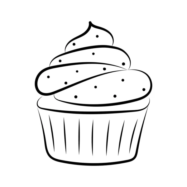 Cupcake Illustration Doodle Stil Vektor Illustration Isoliert Auf Weißem Hintergrund — Stockvektor