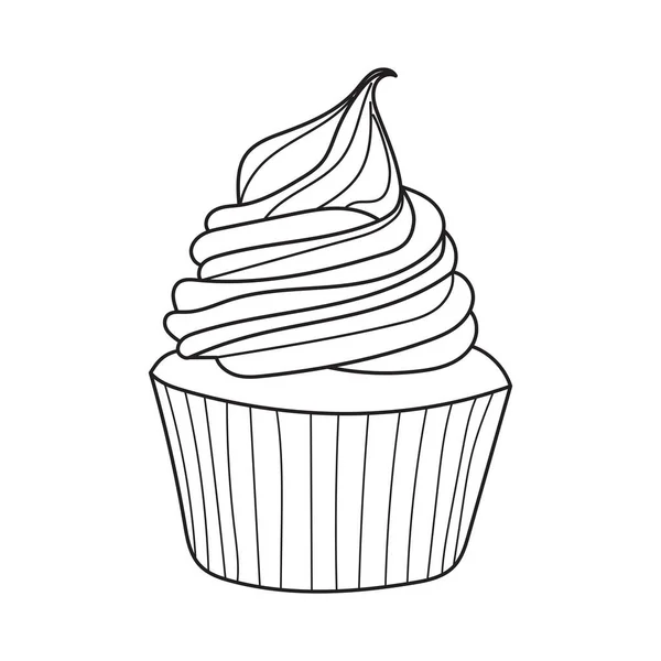 Süßer Cupcake Einfache Schwarz Weiß Vektorillustration Entwurf Für Ein Schild — Stockvektor