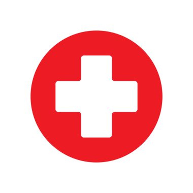 Uygulamalar ve web sitesi için ilk yardım simgesi. Vektör illüstrasyonu beyaz arkaplanda izole edildi