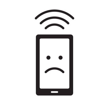 Uygulamalar ve web siteleri için akıllı telefon ya da cep telefonunda hiçbir cep telefonu bağlantısı ya da internet sinyali olmayan düz simge. Vektör illüstrasyonu beyaz arkaplanda izole edildi