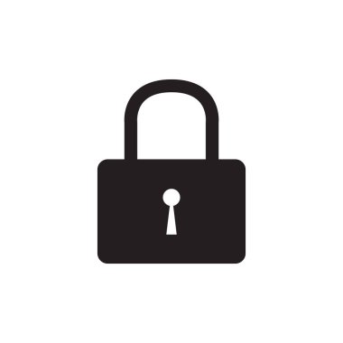 Uygulamalar için güvenlik kilidi simgesi. Vektör illüstrasyonu beyaz arkaplanda izole edildi