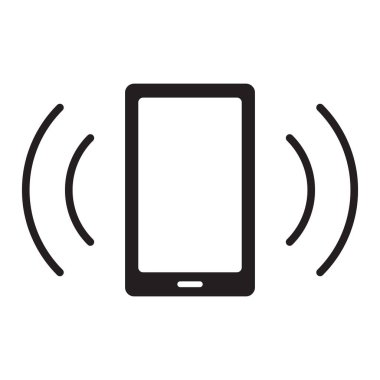 Akıllı telefon, cep telefonu çalması ya da uygulamalar ve web siteleri için titreşen düz simge. Vektör illüstrasyonu beyaz arkaplanda izole edildi