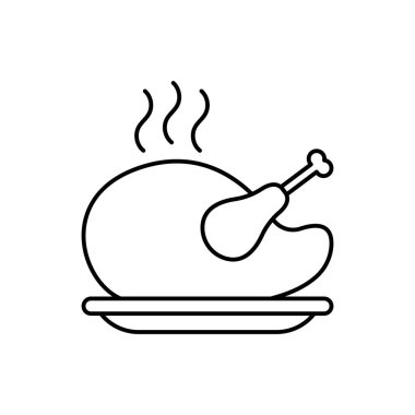 Kızarmış tavuk ikonu vektör logosu sembolü. Vektör illüstrasyonu beyaz arkaplanda izole edildi