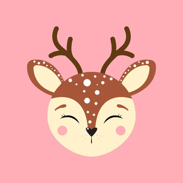 Cute Portrait Baby Deer Shirt Print Poster Logo Children Room — Stock Vector