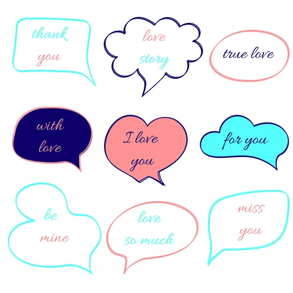 Set Hand Drawn Calligraphic Text Love Word Vector Illustration Love — Stock Vector
