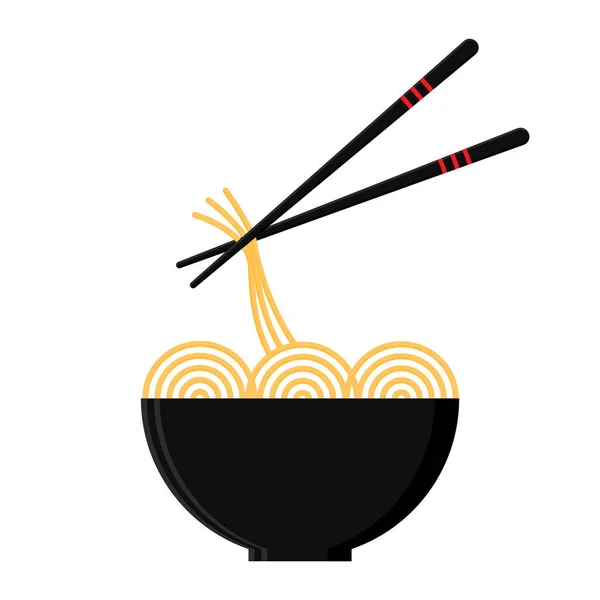 Bol Nouilles Chinoises Ramen Japonais Conception Pour Logo Bannière Menu — Image vectorielle