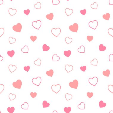 Güzel çizilmiş kalplerin kusursuz deseni. Sevgililer Günü için romantik bir arka plan. Kumaş, duvar kağıdı, ambalaj kağıdı, tekstil, pankart, tebrik kartı, davetiye 