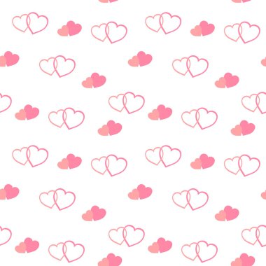 Güzel çizilmiş kalplerin kusursuz deseni. Sevgililer Günü için romantik bir arka plan. Kumaş, duvar kağıdı, ambalaj kağıdı, tekstil, pankart, tebrik kartı, davetiye 