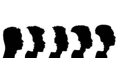 Silhouette of a group of African Americans in profile. Group of people. Vector illustration