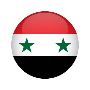 Flag Syria button. Design element for websites, applications. Vector illustration isolated on white background