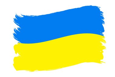 Ukrainian flag paint brush strokes isolated on white background. Vector illustration