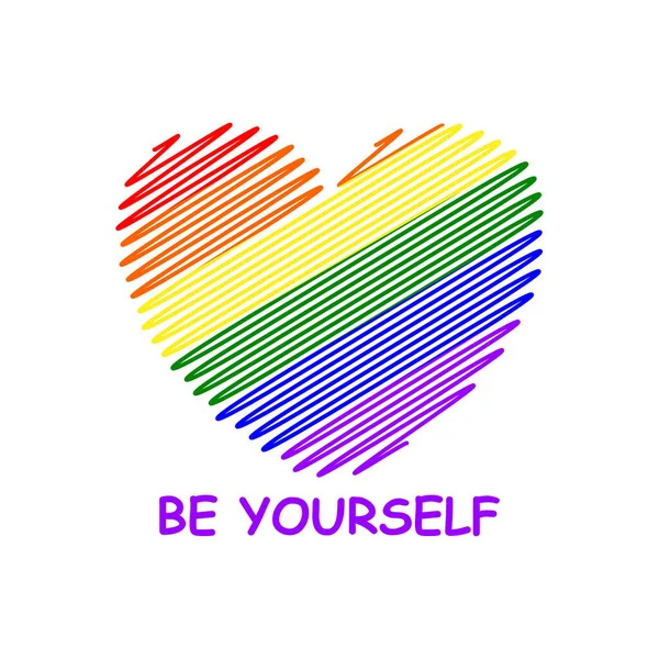 Heart Doodles Rainbow Style Symbol Lgbt Pride Vector Illustration Transparent — Stockový vektor