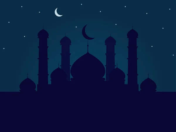 Векторный Фон Мечетями Празднование Священного Месяца Мусульман Плоская Иллюстрация — стоковый вектор