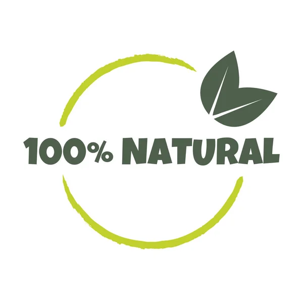 100 Natural Products Sticker Label Badge Logo Ecology Icon Logo — Stock Vector