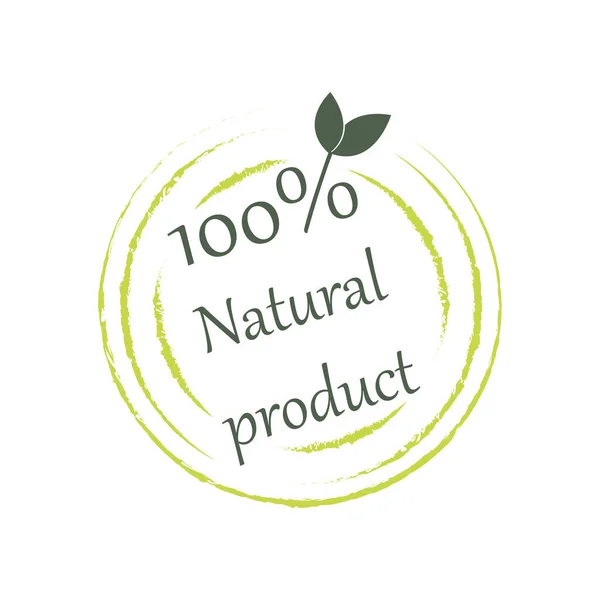 Aufkleber Etikett Abzeichen Und Logo Aus 100 Naturprodukten Ökologisches Symbol — Stockvektor