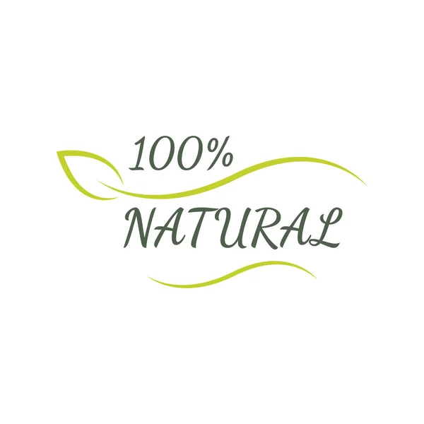 Pegatina Etiqueta Insignia Logotipo 100 Natural Icono Ecología Plantilla Logotipo — Vector de stock