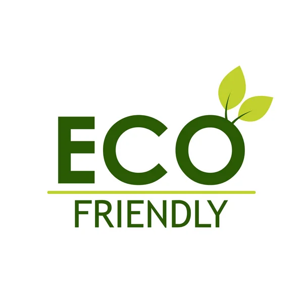 Ecoの友好的なプロダクトステッカー ラベル バッジおよびロゴ エコロジーアイコン 有機および環境に優しいプロダクトのための緑の葉が付いているロゴのテンプレート ベクトルイラスト — ストックベクタ