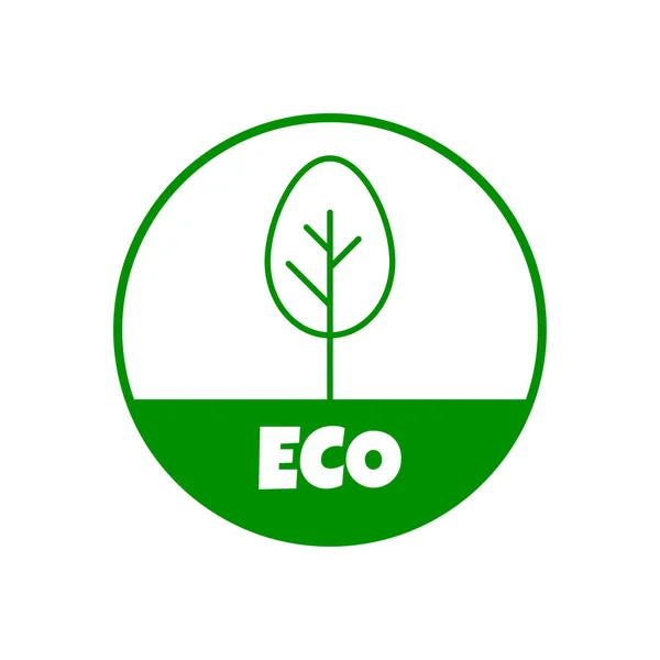 环保产品贴纸 徽章及标志 生态学图标 有机和环保产品的树型标识模板 矢量说明 — 图库矢量图片