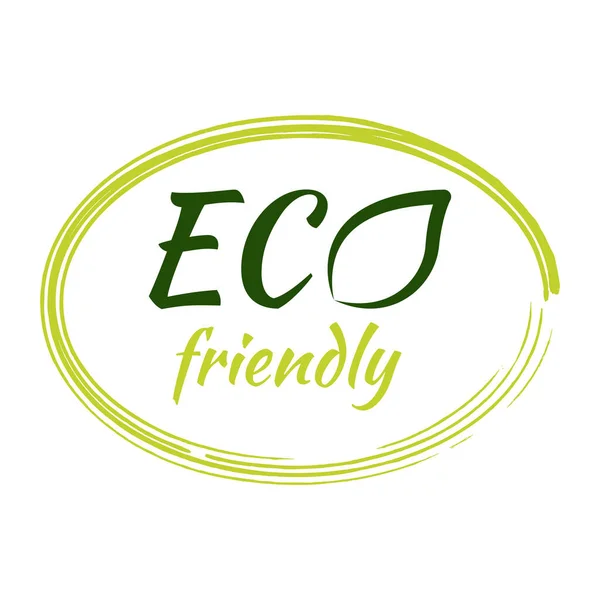 Ecoの友好的なプロダクトステッカー ラベル バッジおよびロゴ エコロジーアイコン 有機および環境に優しいプロダクトのための葉が付いているロゴのテンプレート ベクトルイラスト — ストックベクタ